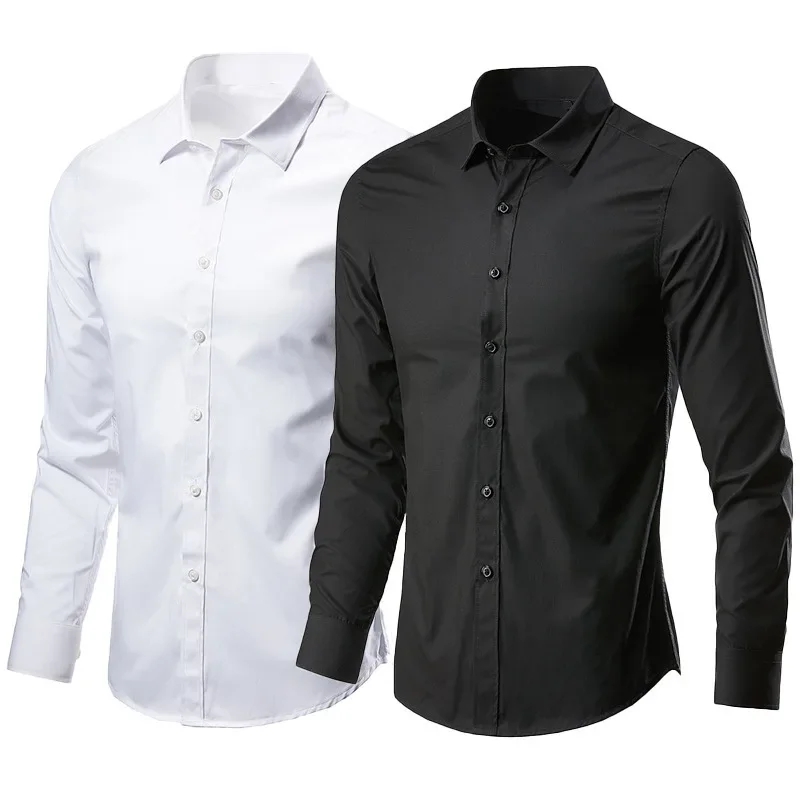 Camisa de vestir blanca y negra