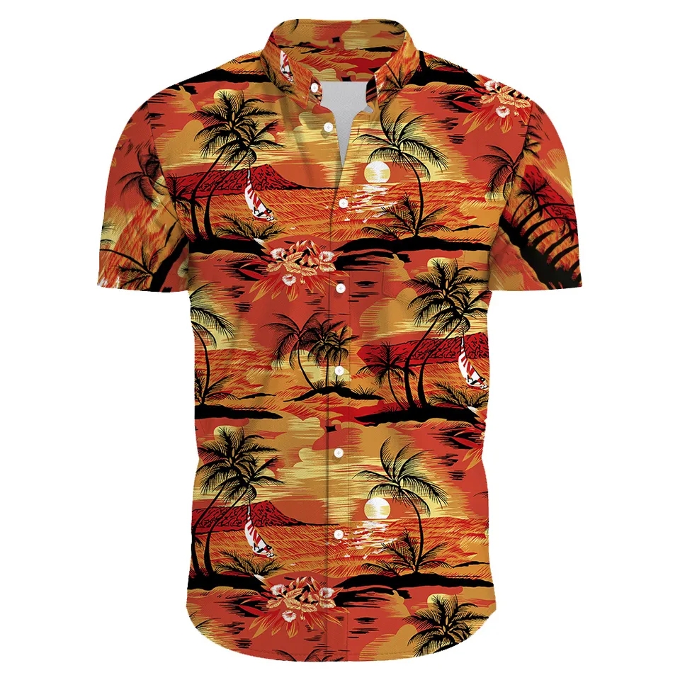 combinar camisa hawaiana hombre, color naranja